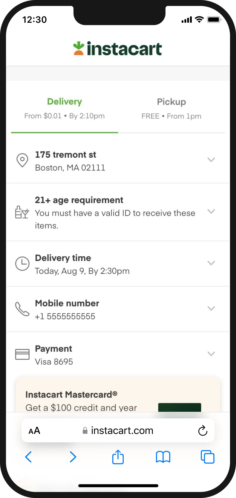 Checkout page with a credit card upsell under the payment method