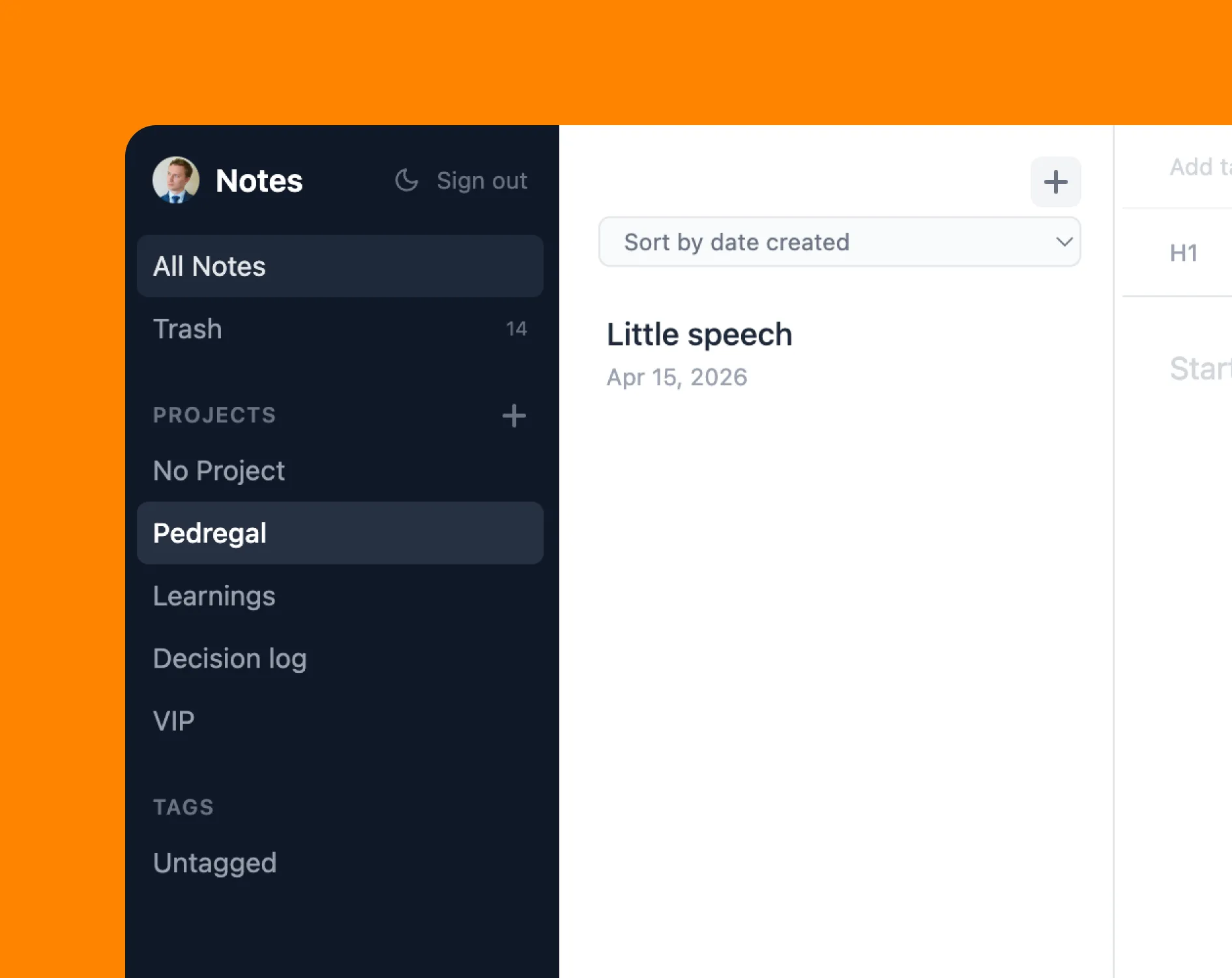 Tiny notes—iOS note-taking app screenshot